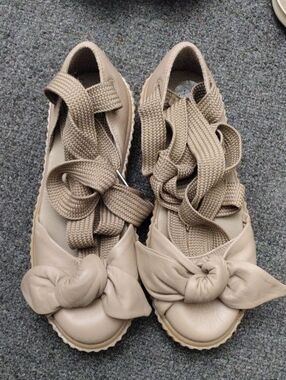 PUMA FENTY Women's Bow Creeper Leather Ballet Sandals